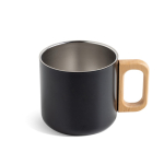 Tasse à double paroi en acier inoxydable avec anse en bois, 350 ml couleur noir Vue 1