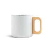 Tasse à double paroi en acier inoxydable avec anse en bois, 350 ml couleur blanc vue 2