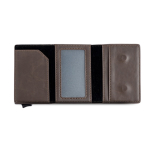 Porte-monnaie et porte-cartes avec protection RFID et accès à un clic couleur marron vue 2