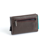Porte-monnaie et porte-cartes avec protection RFID et accès à un clic couleur marron Vue 1