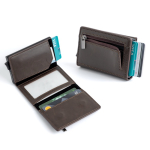 Porte-monnaie et porte-cartes avec protection RFID et accès à un clic couleur marron vue 2