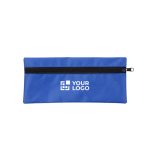 Trousse scolaire rectangulaire en polyester avec fermeture noire couleur bleu ultramarine avec zone d'impression