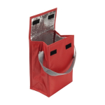 Sac isotherme en polyester avec fermeture supérieure en velcro couleur rouge troisième vue