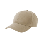 Casquette en polyester recyclé à 6 panneaux, toucher velours 135 g/m² couleur beige