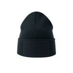 Bonnet en polyester recyclé à double couche avec patch couleur bleu marine Vue 1