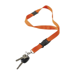Tour de cou en polyester avec mousqueton et porte-clés, coloris couleur orange quatrième vue