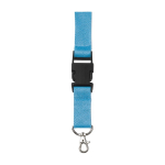 Tour de cou en polyester avec mousqueton et porte-clés, coloris couleur bleu ciel première vue