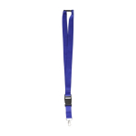 Tour de cou en polyester avec mousqueton et porte-clés, coloris couleur bleu ultramarine quatrième vue