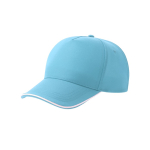Casquette de baseball à 5 panneaux en polyester recyclé, 220 g/m² couleur bleu ciel