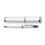 Stylo en métal présenté dans un étui assorti, encre noire couleur blanc première vue
