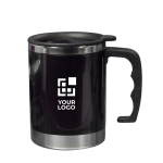 Mug thermique acier inoxydable avec couvercle à fermeture coulissante couleur noir avec zone d'impression