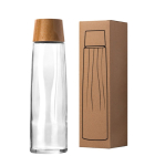 Bouteille en verre durable premium avec bouchon en bambou, 750 ml vue en boîte