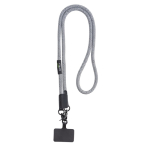 Tour de cou en RPET avec support pour téléphone et double mousqueton couleur blanc/noir