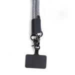 Tour de cou en RPET avec support pour téléphone et double mousqueton couleur blanc/noir Vue 1