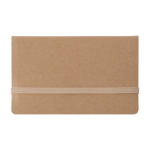Porte-mémos en carton avec fermeture élastique et poche pour cartes couleur marron première vue