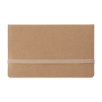 Porte-mémos en carton avec fermeture élastique et poche pour cartes couleur marron deuxième vue