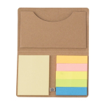 Porte-mémos en carton avec fermeture élastique et poche pour cartes couleur marron troisième vue