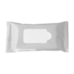 Sachet en plastique contenant 10 lingettes humides couleur argenté première vue