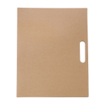 Classeur en carton avec bloc-notes, stylo et notes adhésives couleur marron première vue