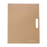 Classeur en carton avec bloc-notes, stylo et notes adhésives couleur marron troisième vue