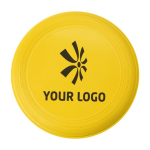 Frisbee personnalisé avec logo sérigraphié pour événement Santa Mónica couleur jaune deuxième vue