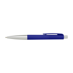 Stylo en plastique avec embouts argentés, encre bleue couleur bleu première vue