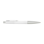 Stylo en plastique avec embouts argentés, encre bleue couleur blanc troisième vue