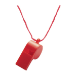 Sifflet classique en plastique avec cordon assorti couleur rouge première vue