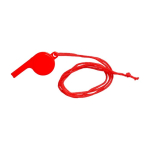 Sifflet classique en plastique avec cordon assorti couleur rouge deuxième vue