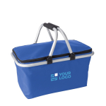 Panier pliable en polyester poignée en mousse EVA pour pique-nique couleur bleu ultramarine avec zone d'impression