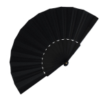 Eventail en polyester coloré avec manche en plastique personnalisable couleur noir deuxième vue