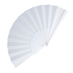 Eventail en polyester coloré avec manche en plastique personnalisable couleur blanc