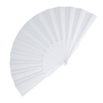 Eventail en polyester coloré avec manche en plastique personnalisable couleur blanc deuxième vue