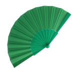 Eventail en polyester coloré avec manche en plastique personnalisable couleur vert