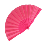 Eventail en polyester coloré avec manche en plastique personnalisable couleur rose