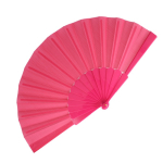 Eventail en polyester coloré avec manche en plastique personnalisable couleur rose deuxième vue