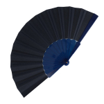 Eventail en polyester coloré avec manche en plastique personnalisable couleur bleu foncé deuxième vue