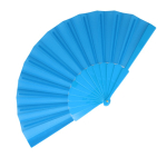 Eventail en polyester coloré avec manche en plastique personnalisable couleur bleu ciel deuxième vue