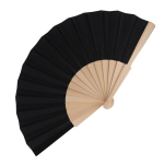 Eventail en RPET coloré avec manche en bois personnalisable couleur noir