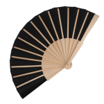 Eventail en RPET coloré avec manche en bois personnalisable couleur noir deuxième vue