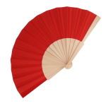 Eventail en RPET coloré avec manche en bois personnalisable couleur rouge