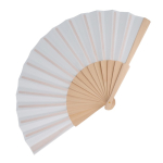 Eventail en RPET coloré avec manche en bois personnalisable couleur blanc