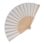 Eventail en RPET coloré avec manche en bois personnalisable couleur blanc deuxième vue
