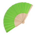 Eventail en RPET coloré avec manche en bois personnalisable couleur vert lime