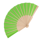 Eventail en RPET coloré avec manche en bois personnalisable couleur vert lime deuxième vue