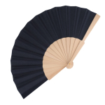 Eventail en RPET coloré avec manche en bois personnalisable couleur bleu foncé