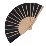 Eventail en RPET coloré avec manche en bois personnalisable couleur bleu foncé deuxième vue