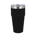 Gobelet isotherme intérieur en céramique couvercle transparent 500ml couleur noir