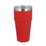 Gobelet isotherme intérieur en céramique couvercle transparent 500ml couleur rouge