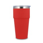 Gobelet isotherme intérieur en céramique couvercle transparent 500ml couleur rouge troisième vue